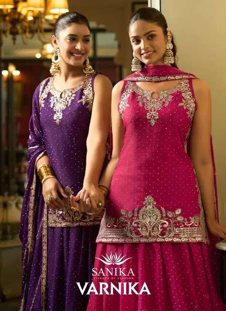 Varnika By Sanika Georgette Silk Indo Western Lehenga Suppliers In India
